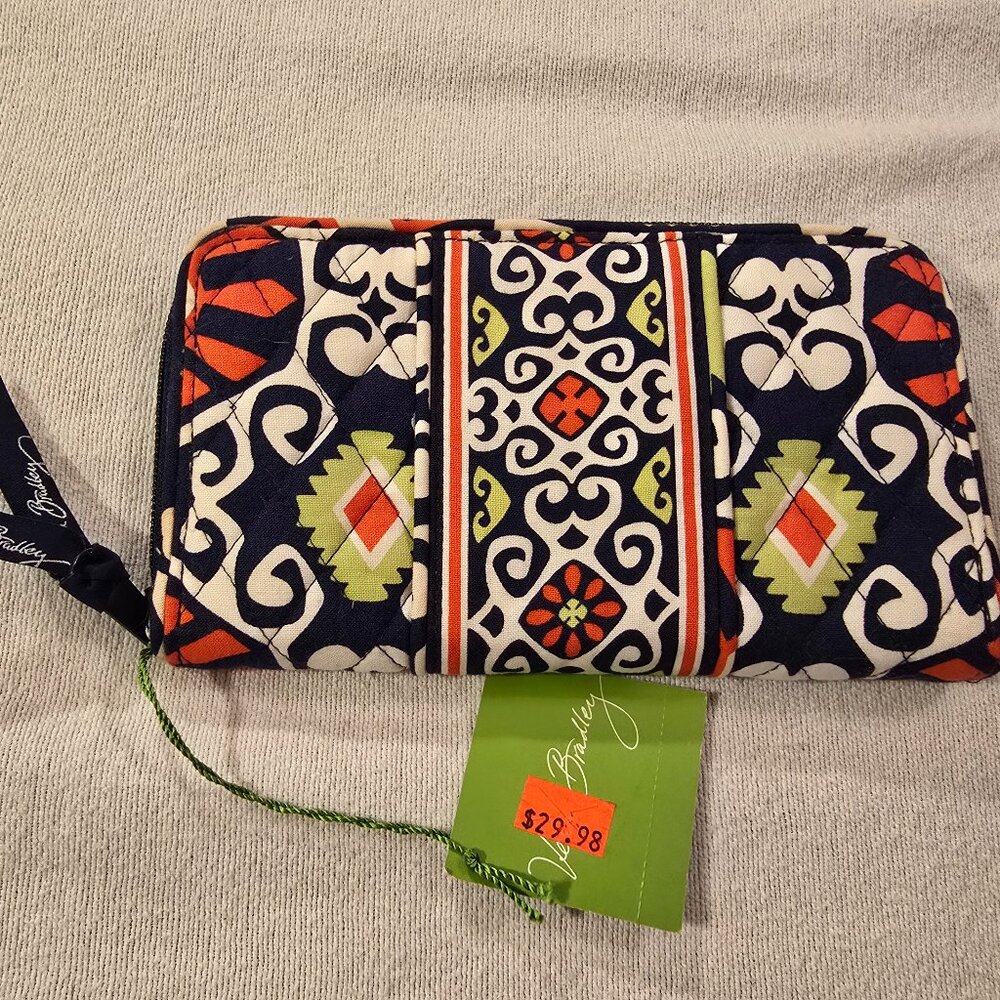 Vera Bradley NEW Wallet Sun Valley Retired Navy Orange Lime Zippered Closure NWT
